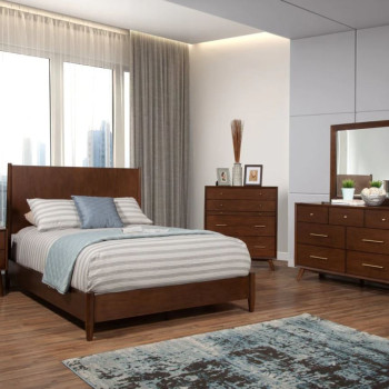 966WAL-01Q-4PC 4PC SETS Flynn Panel Bed, Walnut