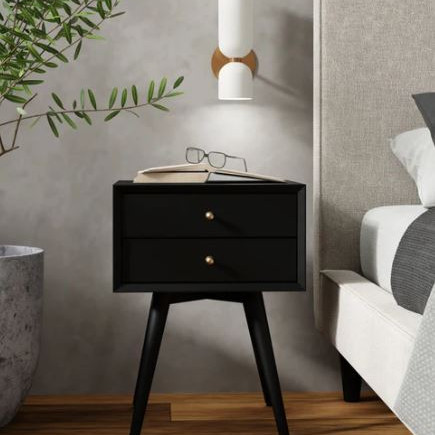 966BLK-32 Flynn Small Nightstand, Black