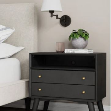 966BLK-22 Flynn Large Nightstand, Black