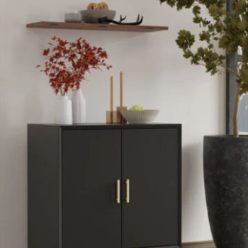 966BLK-17 Flynn Small Bar Cabinet, Black