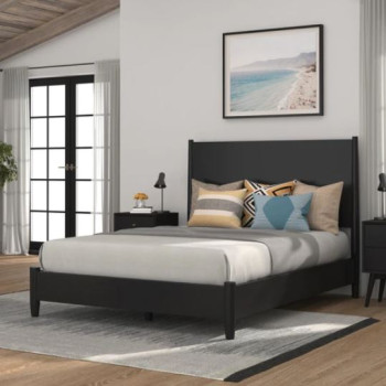 966BLK-01Q Flynn Panel Bed, Black