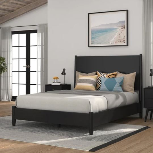 966BLK-07CK Flynn Panel Bed, Black
