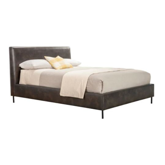 6902Q-GRY Sophia Faux Leather Platform Bed, Gray