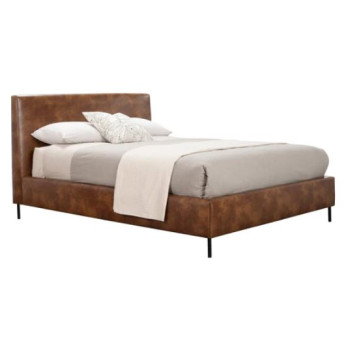 6902CK-BRN Sophia Faux Leather Platform Bed, Brown
