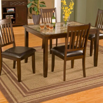 553-5PC 5PC SETS Capitola Faux Marble 5 Piece Dinette Set, Espresso + 4 Side Chairs