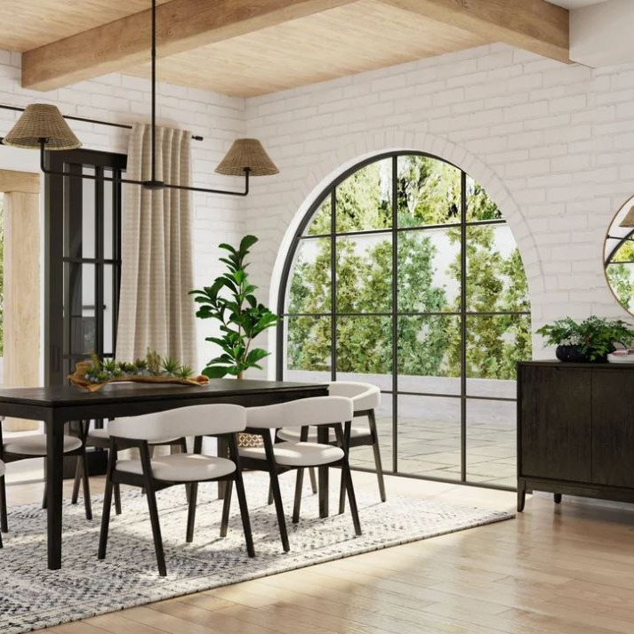 3859-72-7PC 7PC SETS Cove Rectangular Dining Table, Vintage Black + 6 Side Chairs