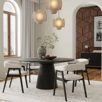 3859-01-5PC 5PC SETS Cove Round Dining Table, Vintage Black + 4 Side Chairs