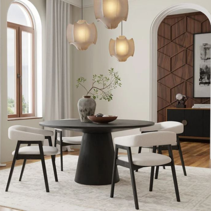 3859-01-5PC 5PC SETS Cove Round Dining Table, Vintage Black + 4 Side Chairs