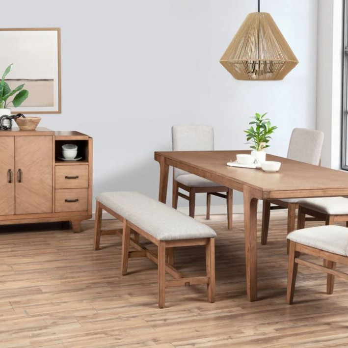 3426-01-6PC 6PC SETS Olejo Dining Table, Natural + 4 Chairs + Bench