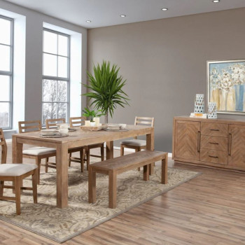 3348-01-7PC 7PC SETS Aiden Dining Table + 5 Side Chairs + Bench