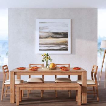 3348-01-6PC 6PC SETS Aiden Dining Table + 4 Side Chairs + Bench