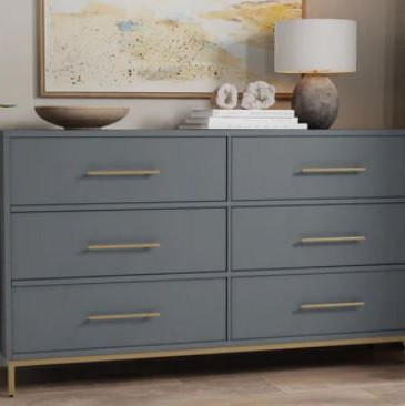 2010G-03 Madelyn Six Drawer Dresser, Slate Gray