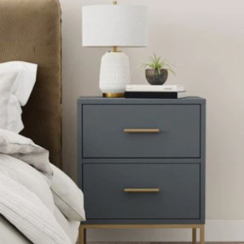 2010G-02 Madelyn Two Drawer Nightstand, Slate Gray
