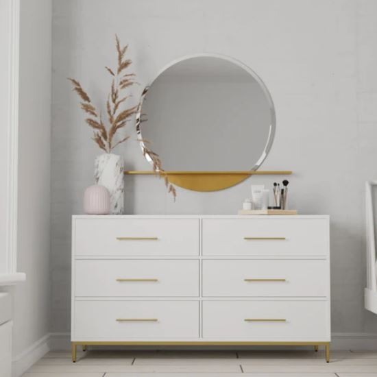 2010-03 Madelyn Six Drawer Dresser, White