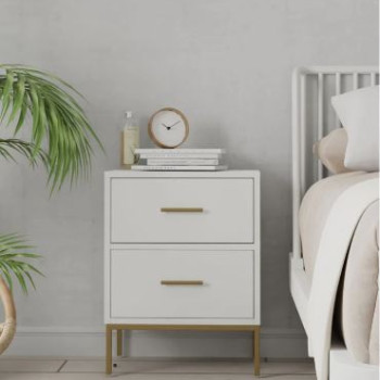 2010-02 Madelyn Two Drawer Nightstand, White