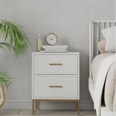 2010-02 Madelyn Two Drawer Nightstand, White