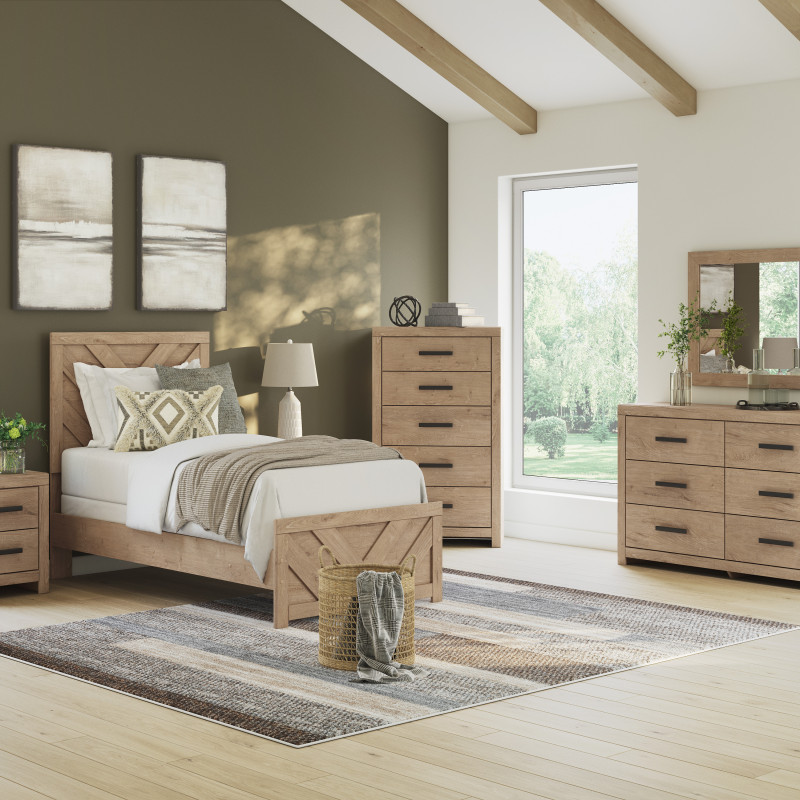 B3787B2-5PC 5PC SETS Sanginlane Twin Panel Bed