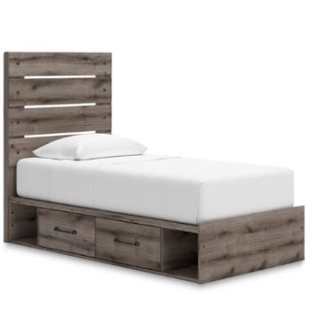 B2405B19 Graystorm Twin Panel Bed with Storage