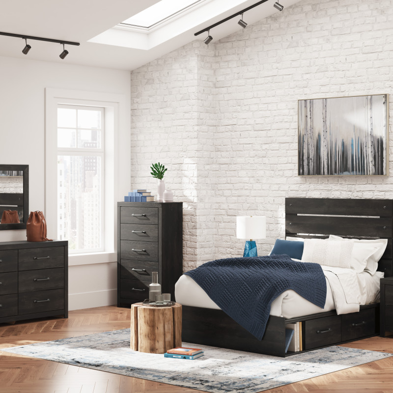 B2108B17-4PC 4PC SETS Hollivern Twin Panel Storage Bed