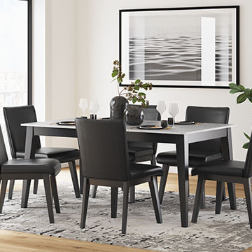 D494-25-01(6) 7PC SETS Jettaya Rectangular Dining Room Table + 6 Chairs