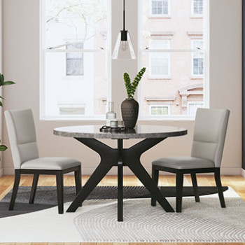 D476-15-01(2) 3PC SETS Glinari Round Dining Room Table + 2 Chairs