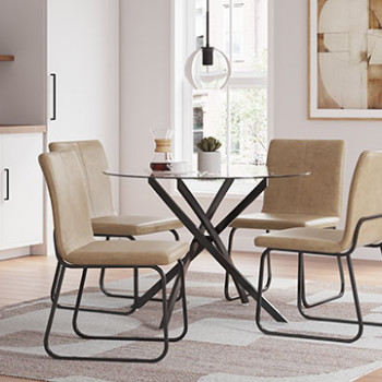 D446-15-02(4) 5PC SETS Pharwynn Round Dining Room Table + 4 Chairs