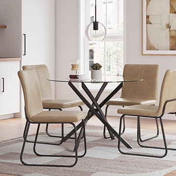 D446-15-02(4) 5PC SETS Pharwynn Round Dining Room Table + 4 Chairs