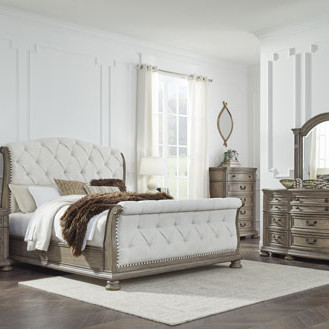 B944B4-4PC 4PC SETS Ardenfield King Upholstered Sleigh Bed