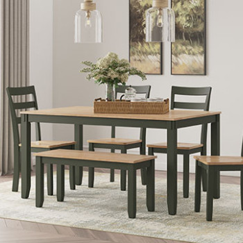 D401-325 Gesthaven Dining Table with 4 Chairs and Bench (Set of 6)