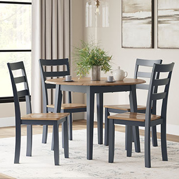 D399-15-01(4) 5PC SETS Gesthaven Dining Drop Leaf Table + 4 Chairs