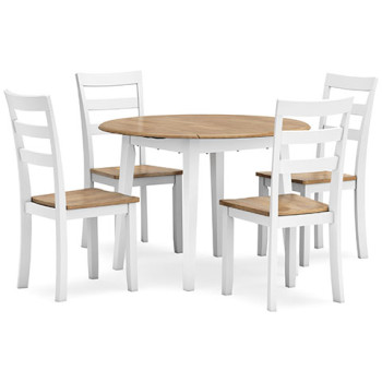 D398-15-01(4) 5PC SETS Gesthaven Dining Drop Leaf Table + 4 Chairs