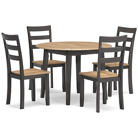 D396-15-01(4) 5PC SETS Gesthaven Dining Drop Leaf Table + 4 Chairs