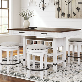 D546-32-5PC 5PC SETS Valebeck Counter Height Dining Table + 4 Stools