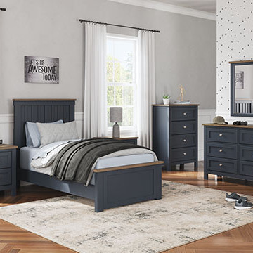 B414B2-5PC 5PC SETS Landocken Twin Panel Bed