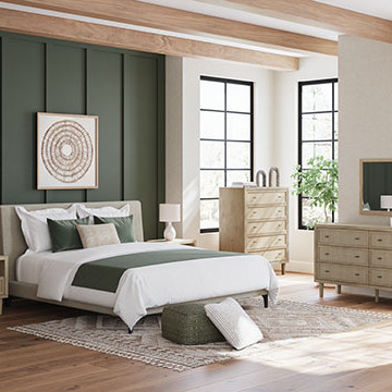 B1199-82-4PC 4PC SETS Cielden King Upholstered Bed with Roll Slats