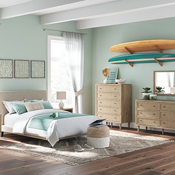 B1199-72-5PC 5PC SETS Cielden Full Upholstered Bed with Roll Slats