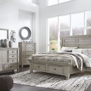 B816B4-4PC 4PC SETS Harrastone King Panel Bed