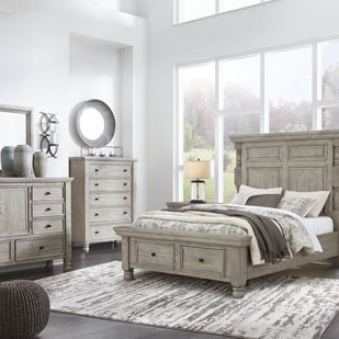 B816B2-4PC 4PC SETS Harrastone Queen Panel Bed
