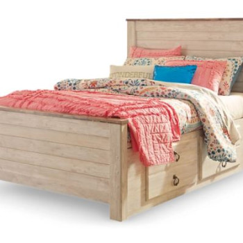 B267B21 Willowton Twin Panel Bed with 2 Storage Drawers