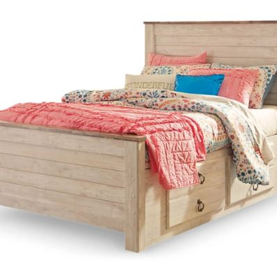 B267B21 Willowton Twin Panel Bed with 2 Storage Drawers