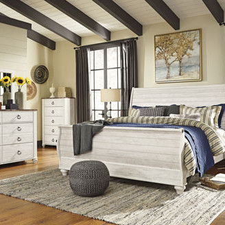 B267B11-4PC 4PC SETS Willowton King Sleigh Bed