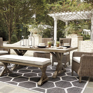 P791-625-601(2)-601A(2)-600 6PC SETS Beachcroft Dining Table with Umbrella Option