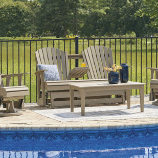 P114-835-820(2)-701 4PC SETS Hyland wave Outdoor Glider Loveseat + Coffee Table + 2 Glider Chair