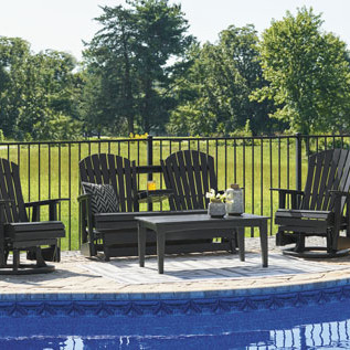 P108-835-820(2)-701 4PC SETS Hyland wave Outdoor Glider Loveseat + Coffee Table + 2 Glider Chair