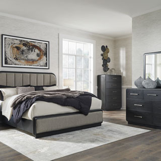 B821-54-57-31-36-91 4PC SETS Rowanbeck Queen Upholstered Panel Bed