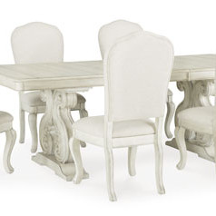 D980-55T-55B-01(6) 7PC SETS Arlendyne Dining Extension Table + 6 Chairs