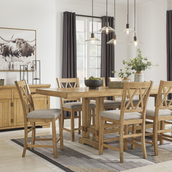 D773-32-124(8) 9PC SETS Havonplane Counter Height Dining Extension Table + 8 Barstools