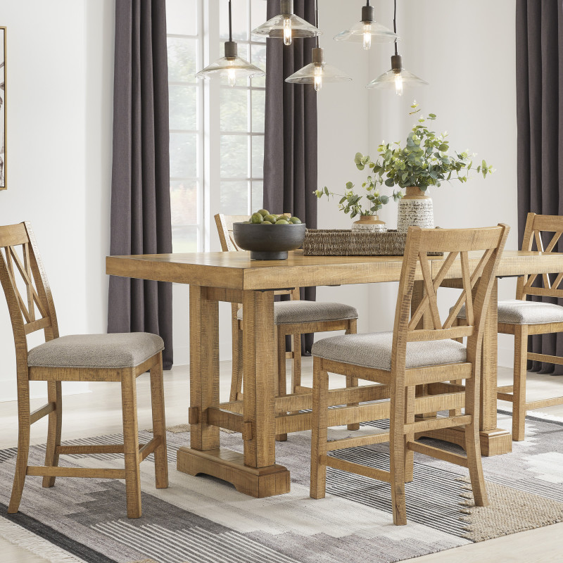 D773-32-124(4) 5PC SETS Havonplane Counter Height Dining Extension Table + 4 Barstools