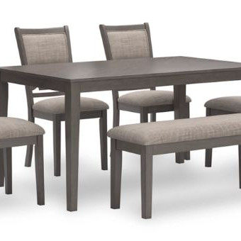 D425-325 Wrenning Dining Table and 4 Chairs and Bench (Set of 6)