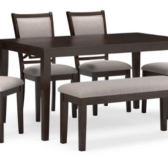 D422-325 Langwest Dining Table and 4 Chairs and Bench (Set of 6)